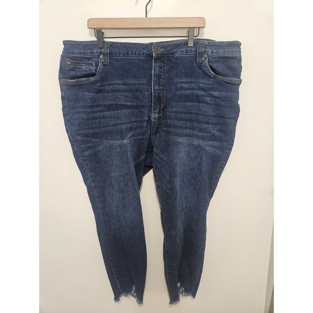Kut from the Kloth Carlo Ankle Skinny Jeans Dark Wash Raw‎ Hem 24W